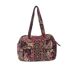 Vera Bradley Pink Purple Paisley Floral Quilted Large Duffel Diaper Travel Tote